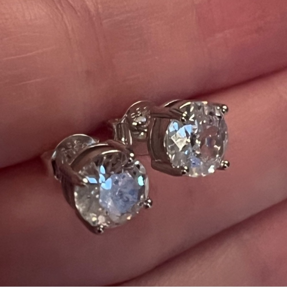 Silver Diamond Stud Earrings